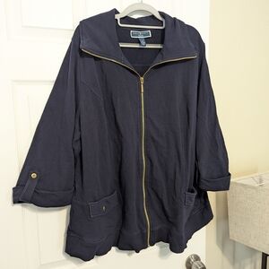 Karen Scott Dark Blue Utility Jacket with Gold Accents